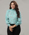 Neck And Sleeve Smocked Long Sleeve Top